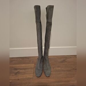 Nine West Women's Grey Suede Over the Knee Heeled Boots (Size 7)